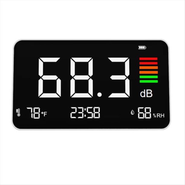 Medidor Digital de Decibelios DM219N de Escritorio, Sonómetro de 30-130 con Detección de Temperatura y Humedad para Bibliotecas Escolares y Domésticas.