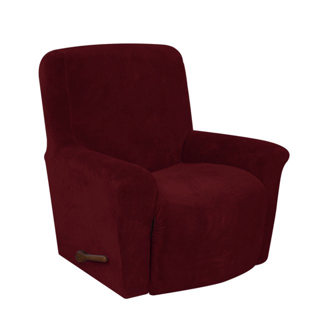 Funda elástica para sillón reclinable con todo incluido de terciopelo de zorro plateado, funda para silla mecedora sencilla, funda para sofá de tela gruesa de color sólido