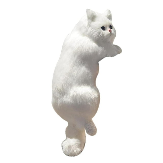 GUOOL Statue de Chat Simulation Animal pour Bureau Blanc