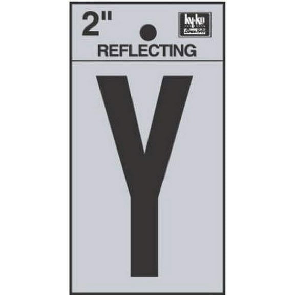 Hy-Ko RV-25/Y Vinyl Self-Stick Reflective with Letter Y, 2", Black