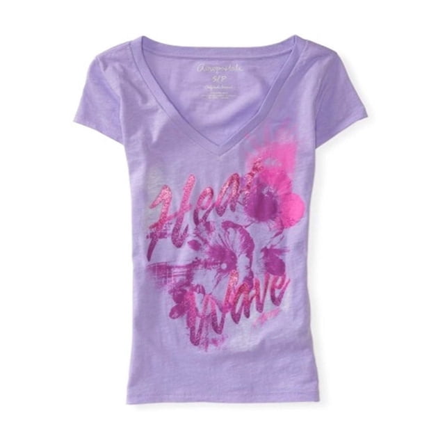 Camiseta adornada Aeropostale Heat Wave para mujer morado pequeña