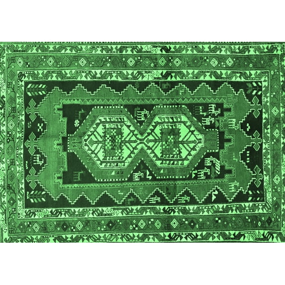 Ahgly Company Indoor Rectangle Southwestern Emerald Green Country Area Rugs, 2' x 4'