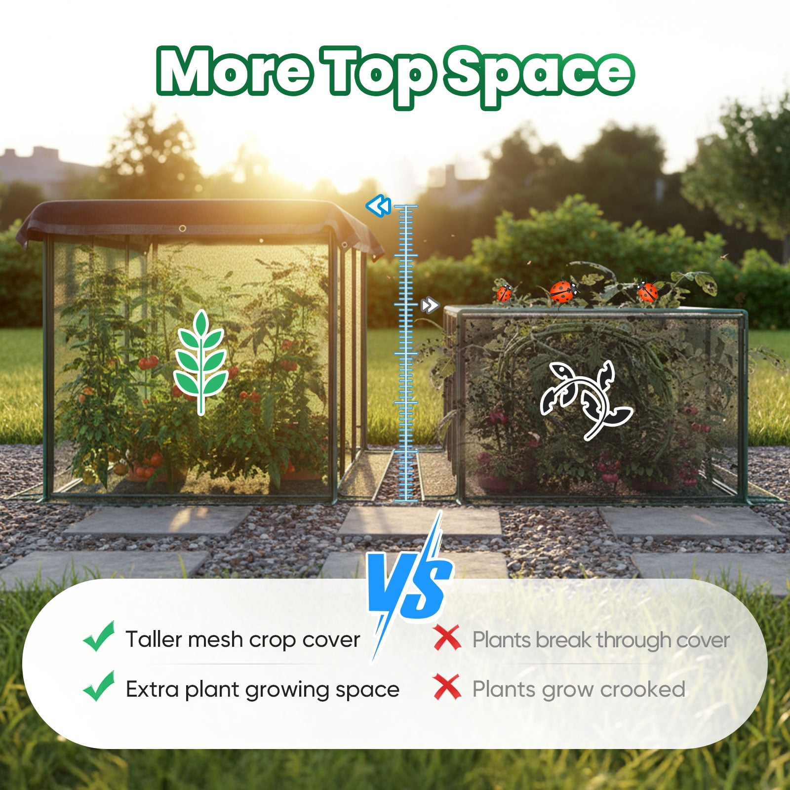 Quictent 8x4x1ft Galvanized Raised Garden Bed with Anti-Bird Netting, Shade Cloth for Outdoor Planter Box