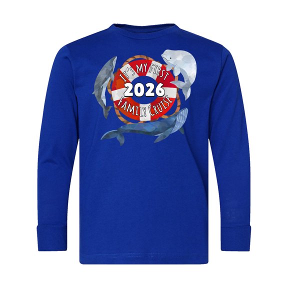 Inktastic It's My First Family Cruise 2026 Long Sleeve Youth T-Shirt
