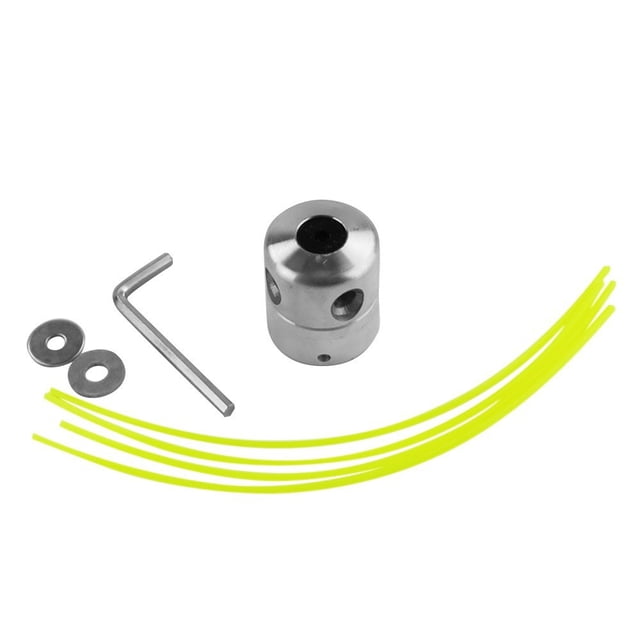 Cabezal de corte de césped de aluminio, juego de carrete de cabezal de corte con 4 líneas, cuerda de cortacésped, arandela de montaje y llave, para desbrozadora de césped