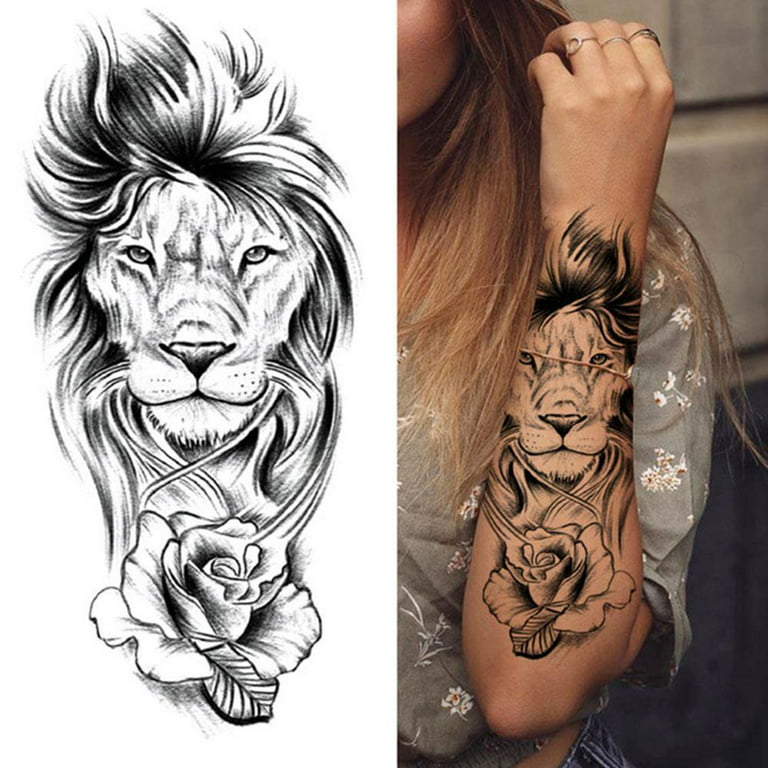 Cross Lion Waterproof Temporary Tattoo Sticker Fake Tatoo Body Art Arm Men  Women