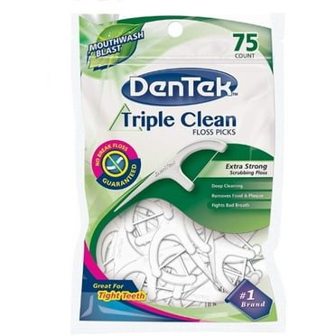 DenTek Triple Clean Floss Picks, Fresh Mint, 75 ea (Pack of 4)