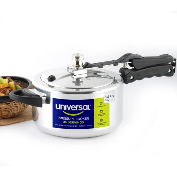 Olla de Presión Universal Aluminio con Sistemas de Seguridad y Asas Resistentes al Calor 4 Litros multicolor