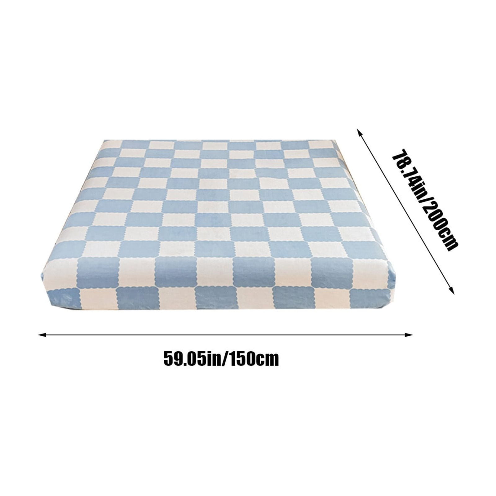 Quilted Fitted Sheet Winter Warm, Checkerboard Pattern Mattress Protector – Breathable Non-Slip Pocket Design, Soft Polyester Bed Cover for Care Bed, Home or Guest Room