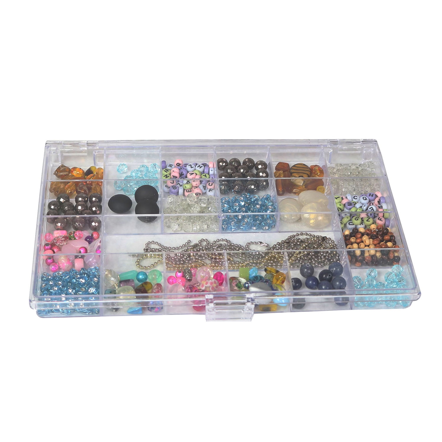Everything Mary 21 Compartment Plastic Bead Storage Box, Clear, (Single)