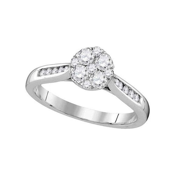 Diamond Princess 14kt White Gold Round Diamond Fashion Cluster Ring 1/2 Cttw
