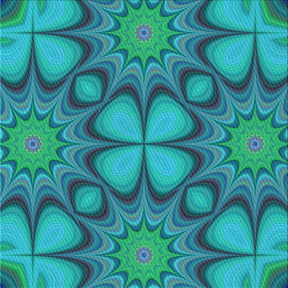 Ahgly Company Indoor Square Patterned Dark Cyan Green Area Rugs, 5' Square