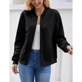 thumbnail image 6 of Women's Zip Up Cardigan Sweater Cable Outerwear Long Sleeve Casual Jacket Collar Outfits Trendy Sweatshirt Coat, Black, S, 6 of 8