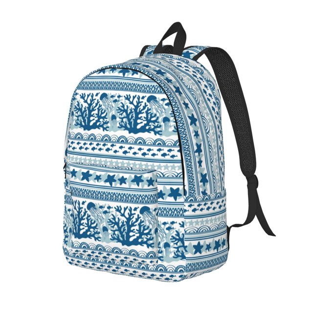 Disketp Sea Underwater Jellyfish print Canvas Backpack Lightweight Travel Daypack Student Rucksack Laptop Backpack-