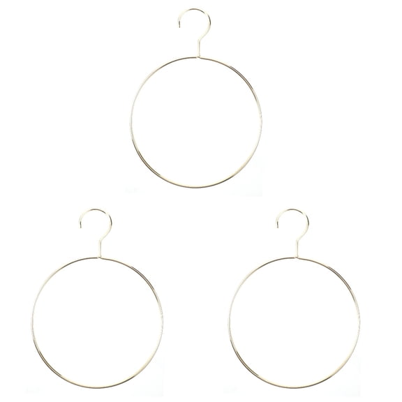 Hemoton 3pcs Round Metal Hangers Bikini Hangers Simple Belt Ring Hanger Scarf Hanger for Bedroom Closet(Golden)
