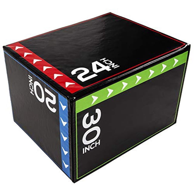 BalanceFrom Foam Plyometric Jump Box with 20”, 24”, and 30” Heights, 60 lbs, Multicolored