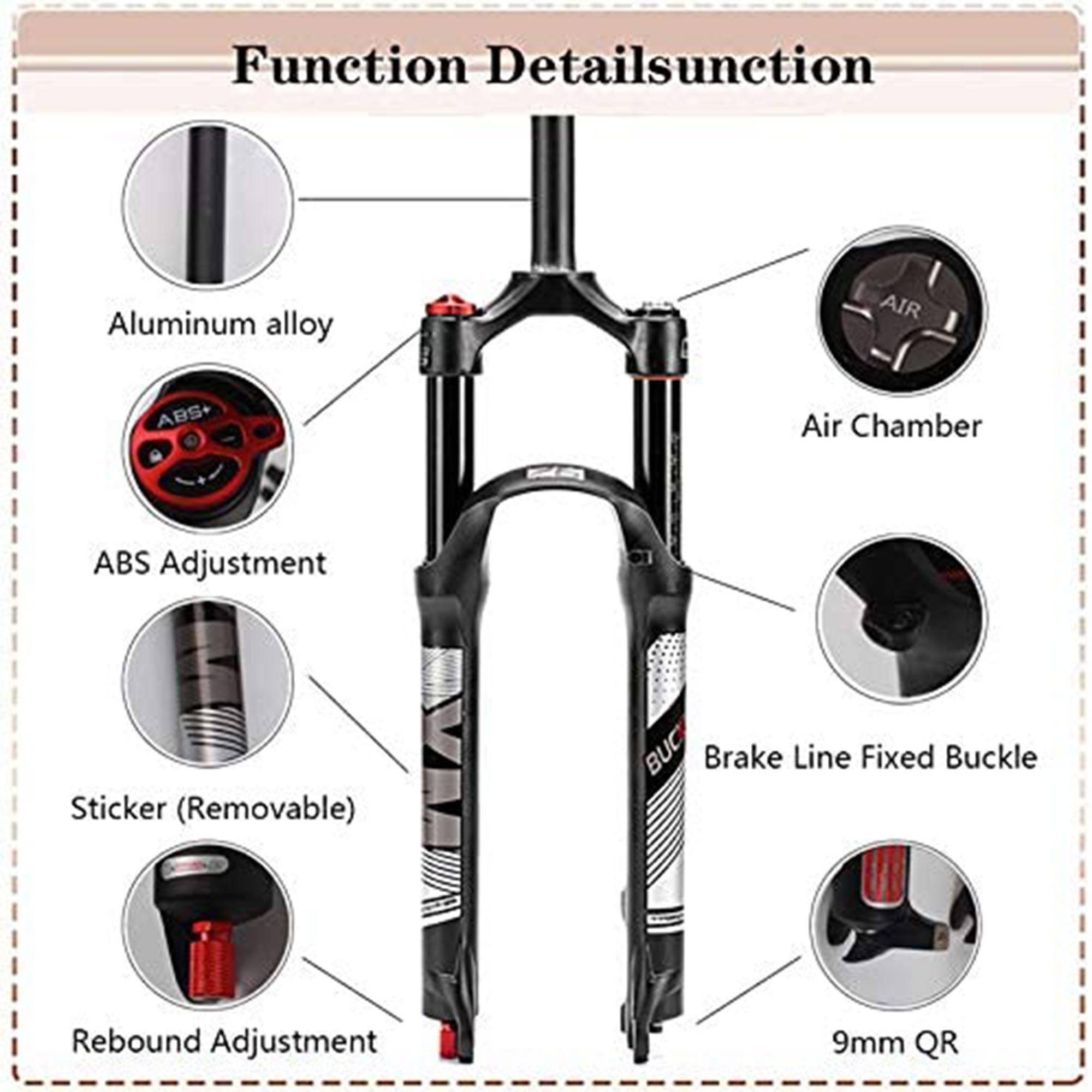 Buy BUCKLOS Bicycle Air Suspension Fork Manual/Remote Straight