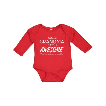 

Inktastic Yeah My Grandma is Pretty Awesome Boys or Girls Long Sleeve Baby Bodysuit