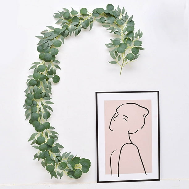 Adorno de pared verde artificial, adorno de pared con flores de plástico, decoración de pared verde artificial, arte de pared con plantas de hojas grandes, decoración fácil para el hogar,