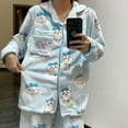 thumbnail image 4 of Kawaii Usagi Chiikawa Pajamas Suit Cartoon Women's Cute Coral Velvet Thickened Warm Home Clothes Setlong-Sleeved Trousers, 4 of 24