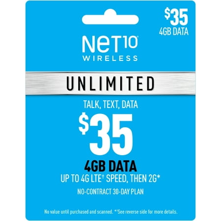 Net10 $35 Unlimited 30 Day Plan (2GB of data at high speed, then 2G*) (Email Delivery)