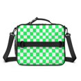 thumbnail image 2 of Green and White Checkered Pattern Insulated Lunch Bag with Shoulder Strap and Bottle Holder,Bento School Lunch Bag Box,11x9.5x3.5 Inches, 2 of 5