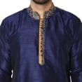 thumbnail image 4 of SKAVIJ Art Silk Kurta for Men Embroidered Indian Crew Neck Party Casual Shirt (x-Large, Blue), 4 of 6