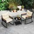 thumbnail image 1 of Costway 3 PCS Outdoor Rocking Bistro Set with 2-Tier Coffee Table, Acacia Wood Armrests, 1 of 10