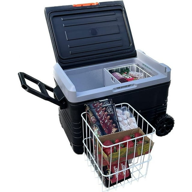 Angel Canada 37 Quart (35 Liter) Portable Freezer with Wheels Compressor Refrigerator Temperature Control, 3 Battery Protection Modes 12V/24V DC Car Fridge Cooler for Travel, Camping, Fishing, Outdoor