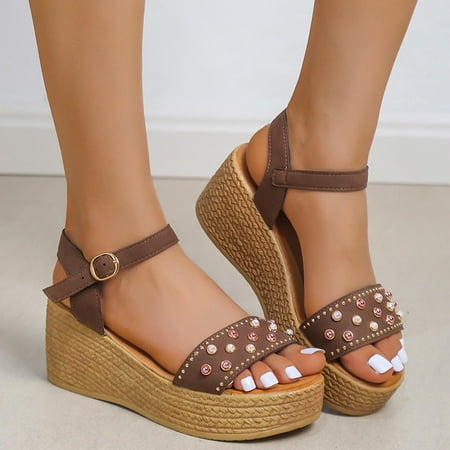 

Qepwscx Summer New Fish Mouth Retro Wedge Heel Platform Sandals Women s Roman Shoes