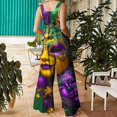 thumbnail image 4 of Moxiu Mardi Gras Overalls for Women Holiday Jumpsuits Dressy Casual Carnival Graphic Overalls Loose Wide Leg Rompers with Pockets 2025 Multicolor,M, 4 of 7