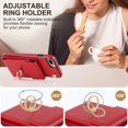 thumbnail image 6 of Wallet Case Compatible with iPhone 8 Plus/7 Plus, Case with Card Holder,with a strap, RFID Blocking Leather Cover 360°Rotation Ring Kickstand Protective Bumper Designed for phone,Red, 6 of 10