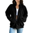 thumbnail image 5 of Corduroy Zip Up Jacket for Women Stand Collar Long Sleeve Oversized Casual Outerwear Relaxed Fit Fall Coat, 5 of 8