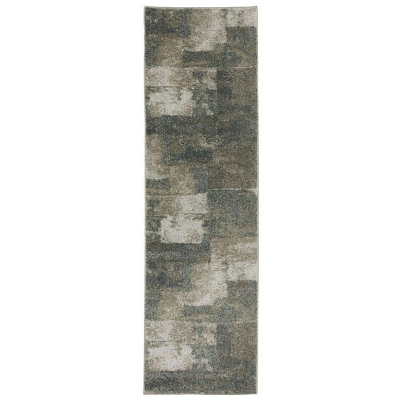 Oriental Weavers Alton Area Rug - 532B9 - 2'3" x 7'6" - in Teal/ Grey - Modern Style, Stain Resistant, Family and Pet Friendly , Entryway, Hallway Runner Rug