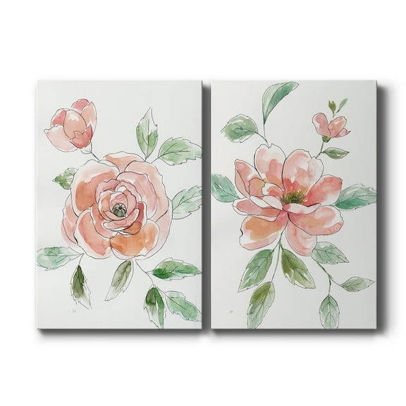 Rose Contour Premium Gallery Wrapped Canvas - Ready to Hang - Set of 2 - 8 x 12 Each
