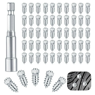 100 Pcs Tire Studs - 6 x 15mm Wheel Tyre Snow Studs with Installation Tool, Carbide Screw Tire Studs for Most Car Truck, Snowmobile, Bicycle, ATV, UTV, Boots, Anti-Slip Accessories E11