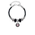 thumbnail image 2 of Delight Jewelry Silvertone Pink Paw on Black Disc Godmother Celtic Knot Leather Bead Bracelet, 7"+2" Extender, 2 of 4