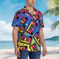 thumbnail image 3 of Balery Vintage Audio Cassettes Camisas hawaianas de manga corta para hombre, camisas playeras de corte holgado, camisas de vacaciones con botones,X-Large, 3 of 7