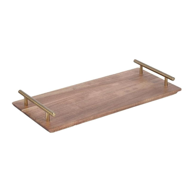 Bandeja rectangular de madera de acacia para aperitivos, frutas y otros alimentos, ideal para mesas de centro o para el hogar. L
