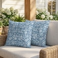 thumbnail image 3 of Pillow Covers 18x18 Set of 2, Botanical Rose Bud Square Throw Pillow Covers for Couch/Sofa/Living Room, Vintage Slate Blue Floral Leaves Farmhouse Decorative Soft Pillowcases for Couch Throw Pillows, 3 of 9
