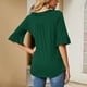 thumbnail image 4 of Camiseta Casual Falbala Cuello en V Media Manga Acampanada Tops Sueltos Básicos de Moda para Mujer, 4 of 6