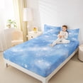 thumbnail image 4 of Manfei Chic Stars Pattern Full Size Sheets,Dreamy Universe Galaxy Bed Sheets,White Blue Sheet Sets For Boy Girls,Ultra Soft Home Decor,4 Pieces, 4 of 7