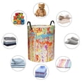 thumbnail image 2 of DouZhe Waterproof Collapsible Large Laundry Baskets, Paint Splashes Splash Prints Circular Hamper with Handles, 2 of 7