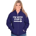 thumbnail image 3 of I'm With Stupid Best Friend BFF Goals Zip Up Hoodie Men's Women's Brisco Brands L, 3 of 5