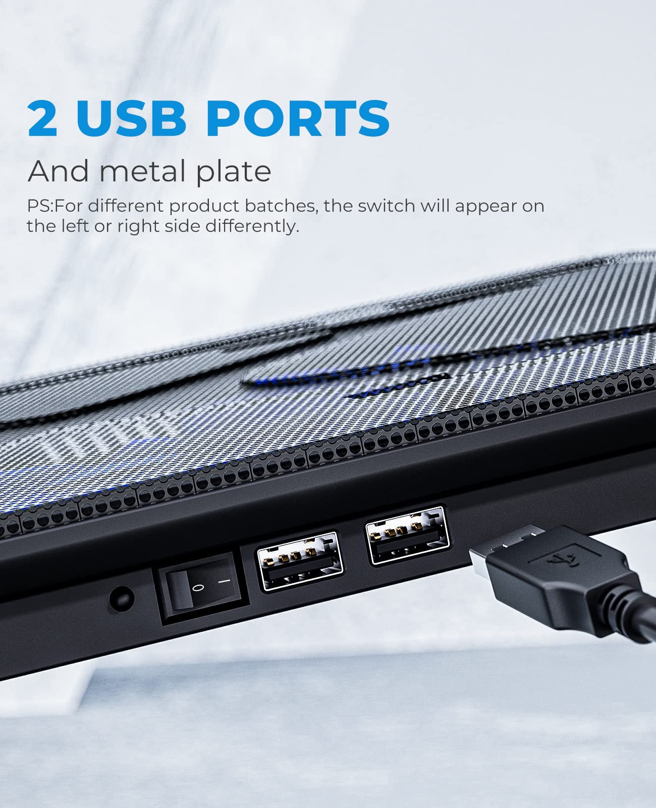 Hv-f2056 15.6"-17" Laptop Cooler Pad - Slim Portable Usb (3 Fans)  Black/blue