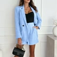 thumbnail image 4 of 2025 Dressy Blazer Sets for Women 2 Piece Business Outfits Solid Open Front Long Sleeve Blazers Matching Shorts, 4 of 8