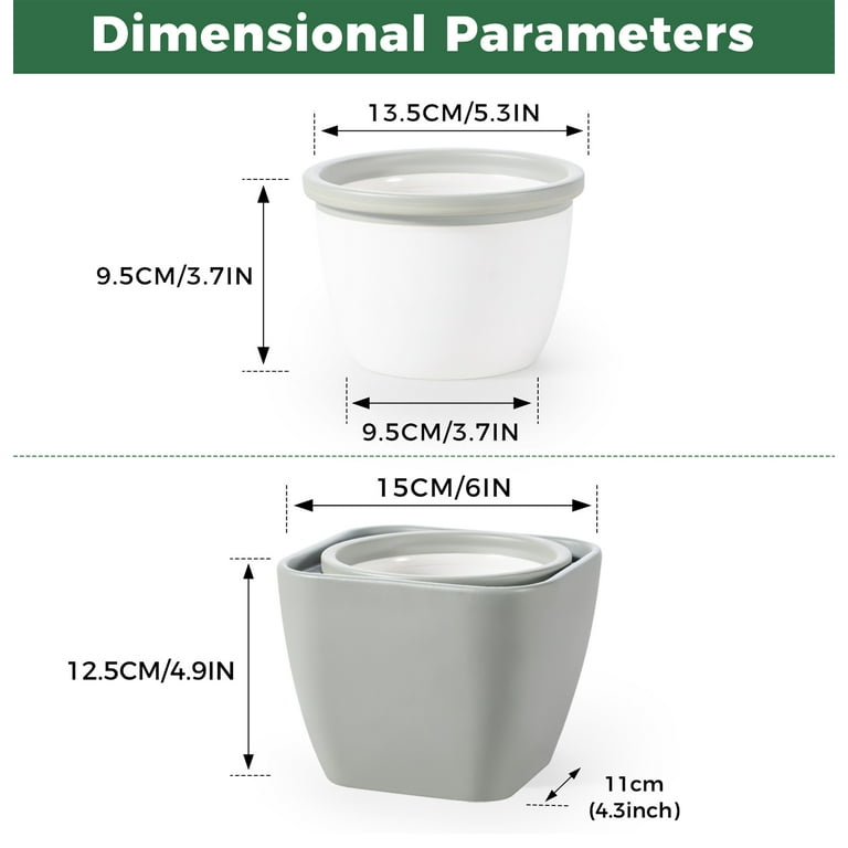 EFISPSS 6-Inch Grey Square Ceramic Self-Watering Pot for African Violets,  Indoor Planter, 1 Count - Walmart.com