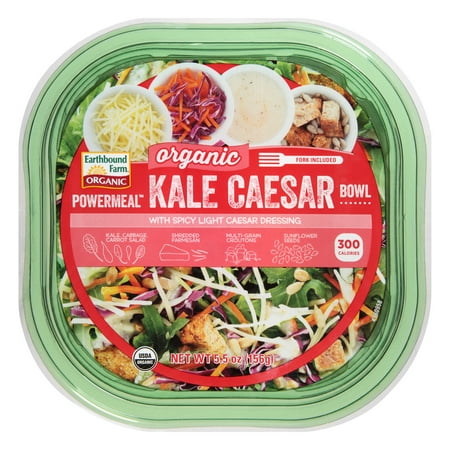 Earthbound Farm Powermeal Organic Kale Caesar Salad Bowl with Spicy Light Caesar Dressing, 5.5 Oz.