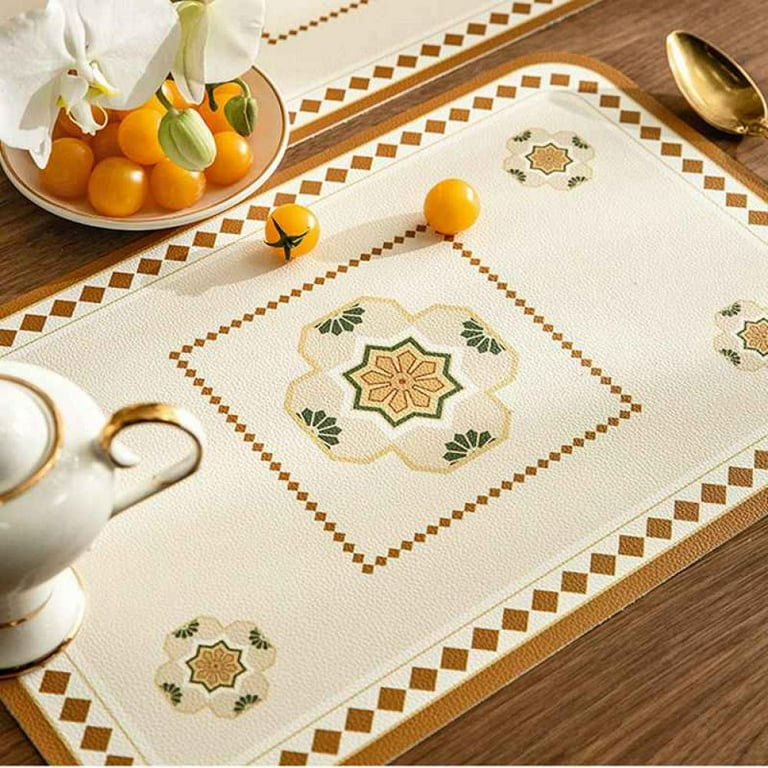 Faux Leather Placemats for Dining Table Stain and Heat Resistant