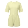 thumbnail image 5 of ibiyuan Outfits For Women 2 Piece Sets Women's Casual Shorts Suit Set Floral Jacquard Design Everyday Spring Summer Wear Machine Washable Comfort Outfit, 5 of 5